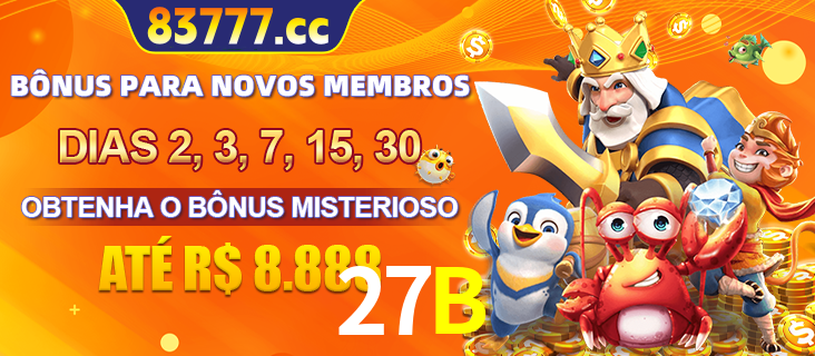 Anúncio dos benefícios para Membro VIP Sênior na plataforma 27B, incluindo bônus promocionais, semanais e mensais, ilustrado com o personagem Fortune Tiger.